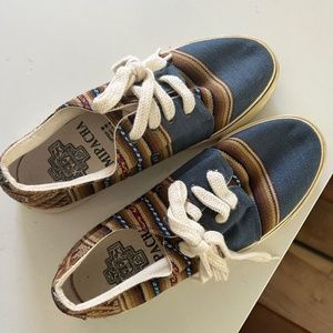 Inkkas Unisex Multicolor Used Textile Shoes Barracuda Slant Print Womens US 8